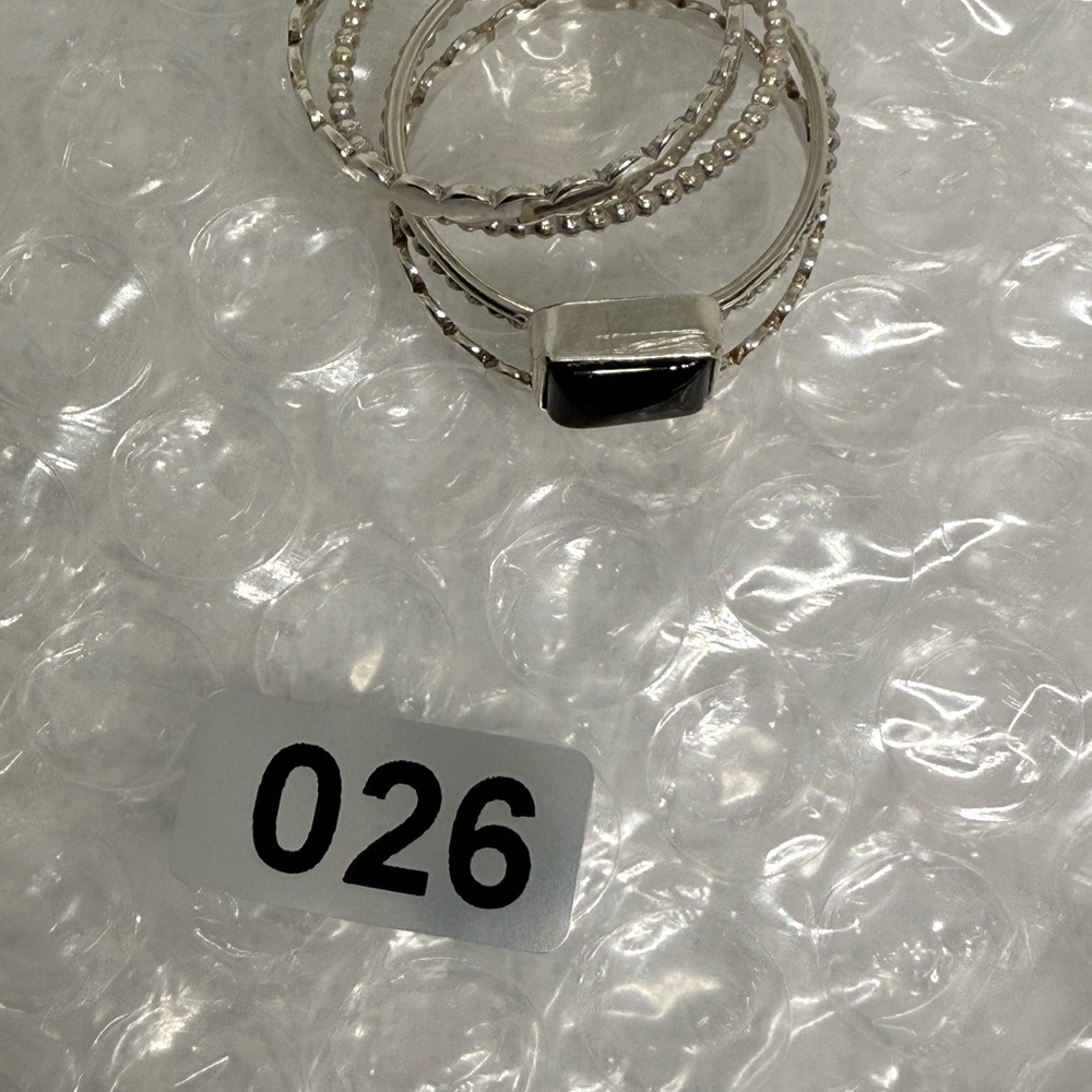 5 Stack Ring Set Black Onyx And Sterling Silver S… - image 5